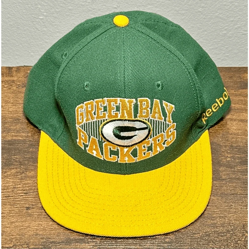 Vintage 1990s Green Bay Packers NFL Reebok Green & Gold SnapBack Hat